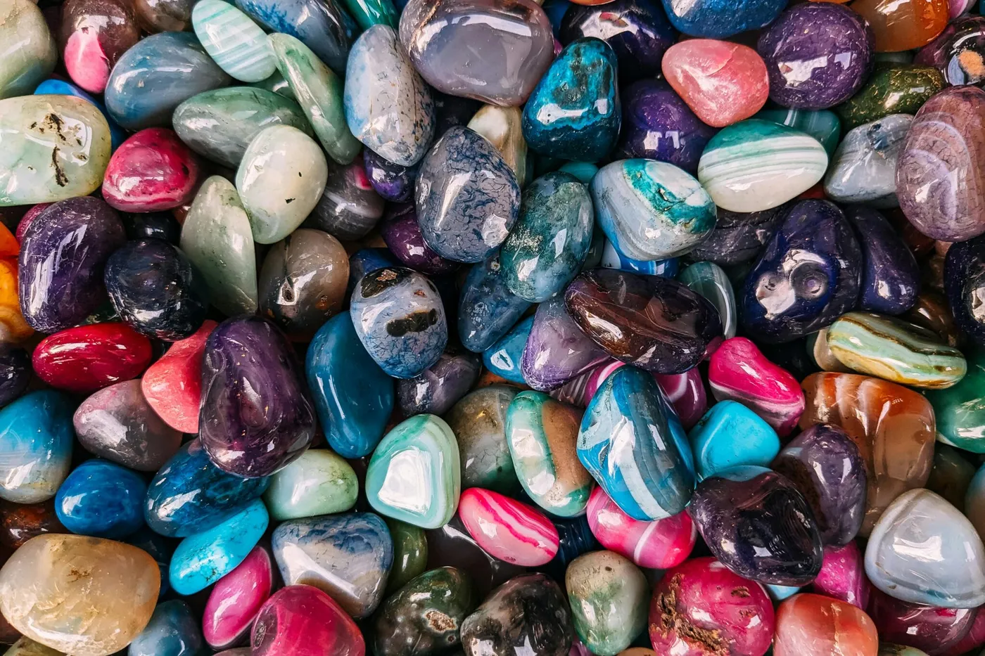 Colourful polished gemstones